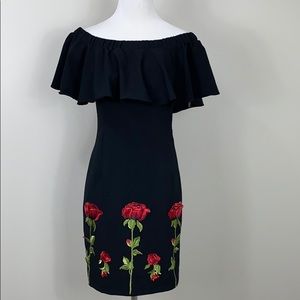 Kedma off shoulder flower embroidered dress